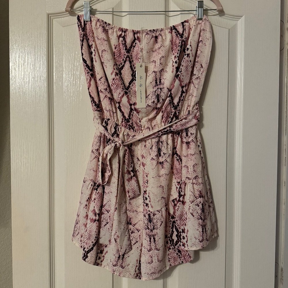Pink Snake Print Romper